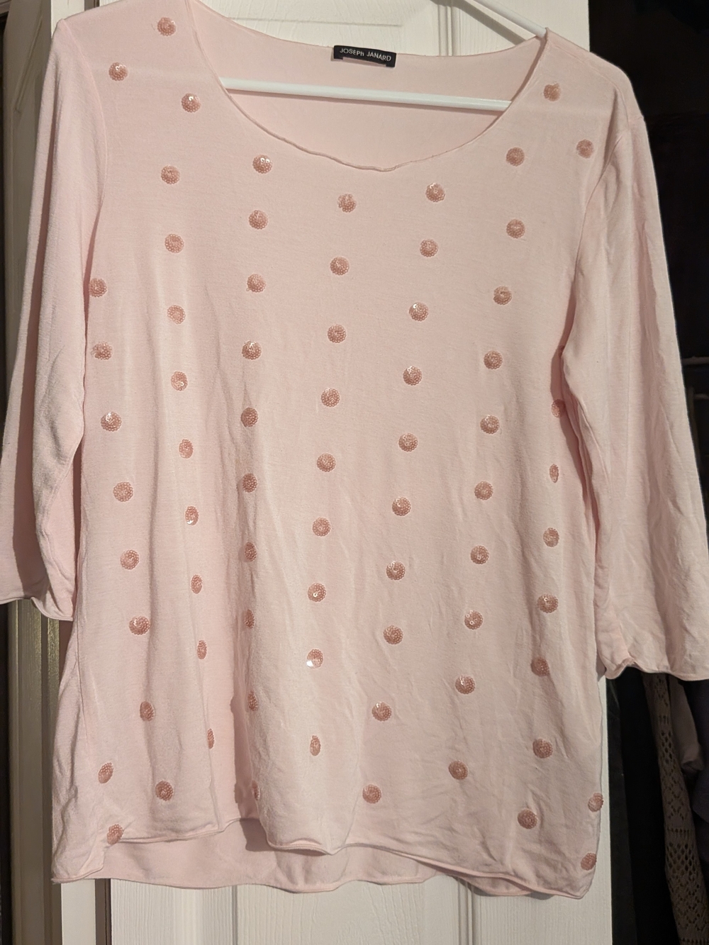 Joseph Janard Blush Pink Sequin Dot Scoop Neck Tunic